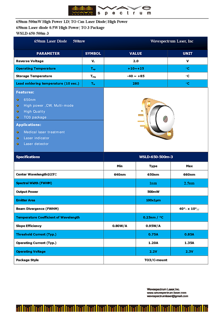 High Power Red Laser Diode