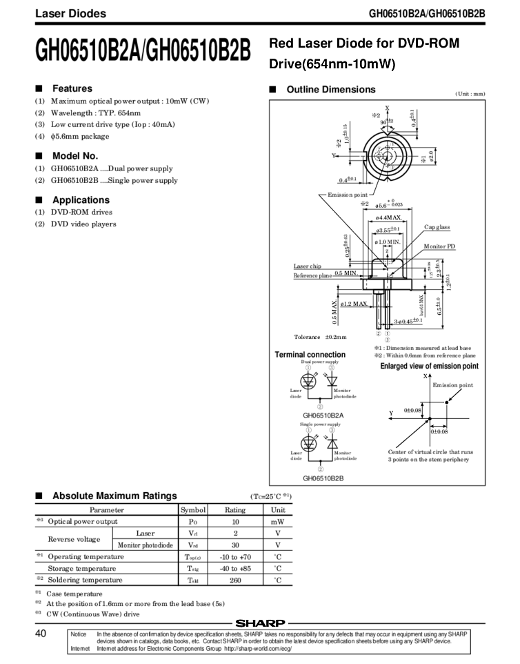 Laser Diode | 654nm 10mW