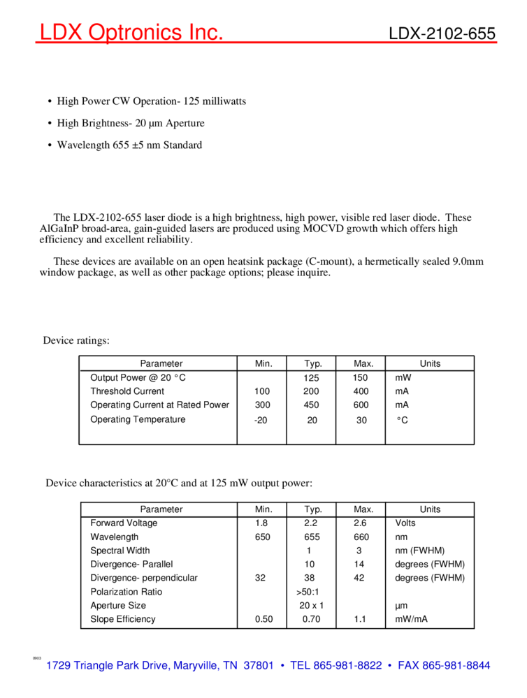 655nm High Power Diode Laser