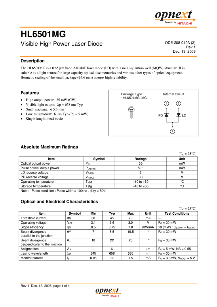 658nm High Power Red Laser Diode