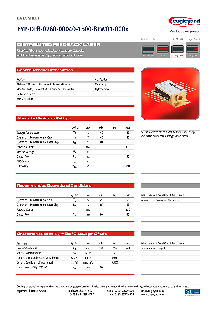 760nm Laser Diode, 40mW